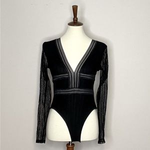 Sexy plunging neck bodysuit